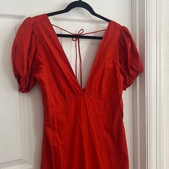 Abercrombie & Fitch Red Midi Dress with Puff Sleeves - Picture 3 of 6